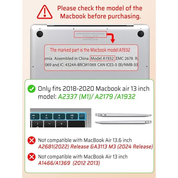 Seorsok Compatible with MacBook Air 13 Inch Case2022 2021 2020 2019 2018 - Picture 4 of 6
